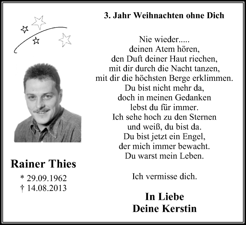  Traueranzeige für Rainer Thies vom 23.12.2015 aus Stadtanz.Castrop-Rauxel