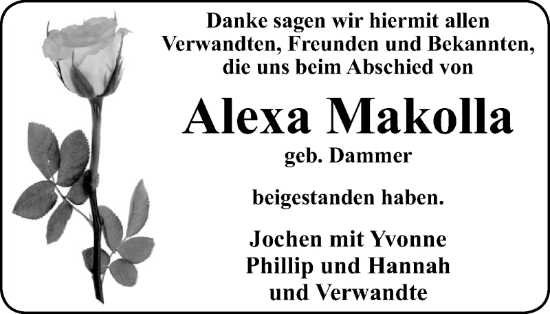  Traueranzeige für Alexa Makolla vom 05.11.2016 aus Wochen-Anzeiger Langenfeld/Monheim/Hilden