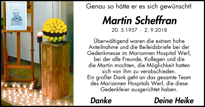  Traueranzeige für Martin Scheffran vom 06.10.2018 aus Lüner Anzeiger