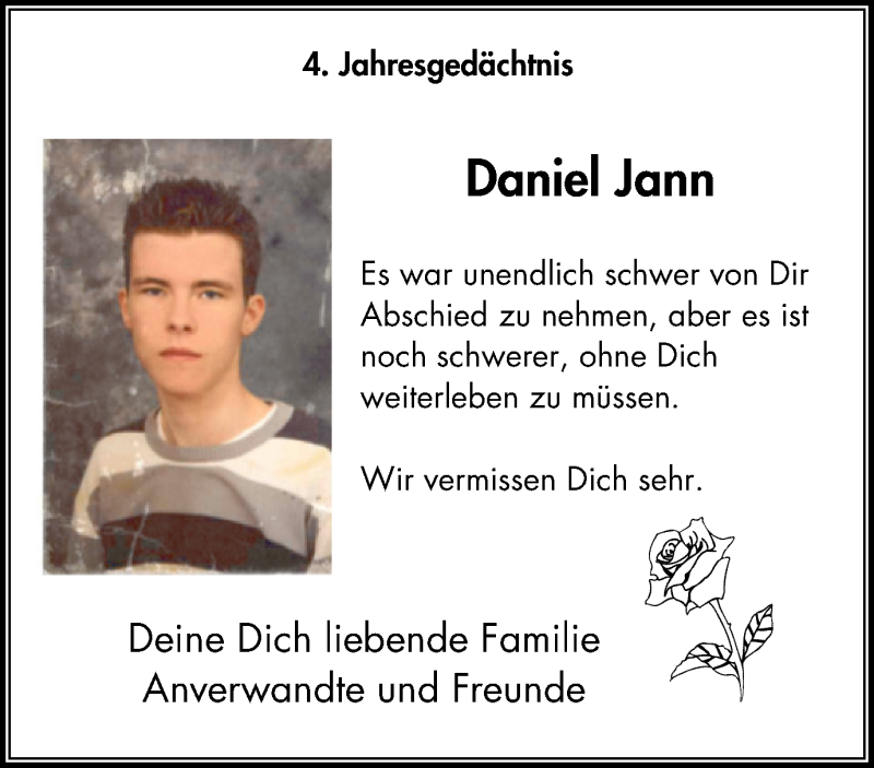  Traueranzeige für Daniel Jann vom 20.03.2019 aus Mülheimer Woche