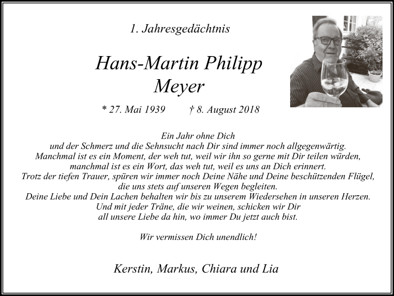 Traueranzeige für Hans-Martin Philipp Meyer vom 07.08.2019 aus Wochen-Anzeiger Langenfeld/Monheim/Hilden