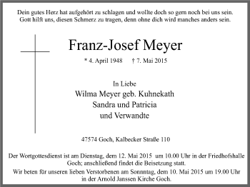 Traueranzeige von Franz-Josef Meyer von Gocher Wochenblatt