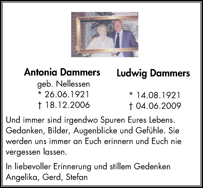  Traueranzeige für Antonia und Ludwig Dammers vom 14.12.2016 aus Klever Wochenblatt