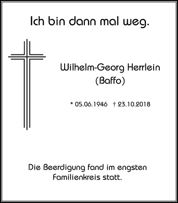 Traueranzeige von Wilhelm-Georg Herrlein von Stadtspiegel Bochum