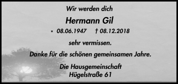 Traueranzeige von Hermann Gil von Wochen-Anzeiger Oberhausen