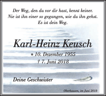 Traueranzeige von Karl-Heinz Keusch von Wochen-Anzeiger Oberhausen