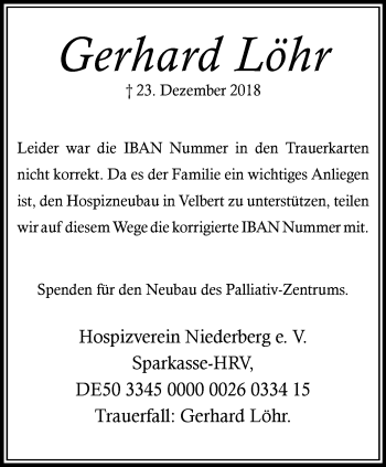 Traueranzeige von Gerhard Löhr von Stadtanzeiger Velbert + Heiligenhaus