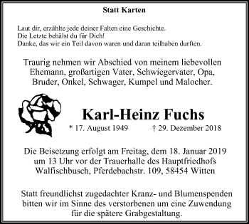 Traueranzeige von Karl-Heinz Fuchs von Witten aktuell