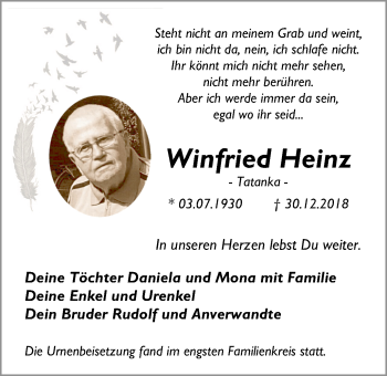 Traueranzeige von Winfried Heinz von Wochen-Anzeiger Langenfeld/Monheim/Hilden