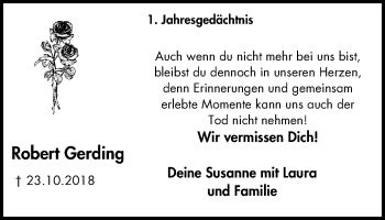 Traueranzeige von Robert Gerding von Mülheimer Woche