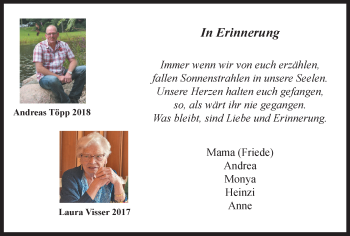 Traueranzeige von Andreas und Laura  von Stadtanzeiger Emmerich/Rees/Isselburg