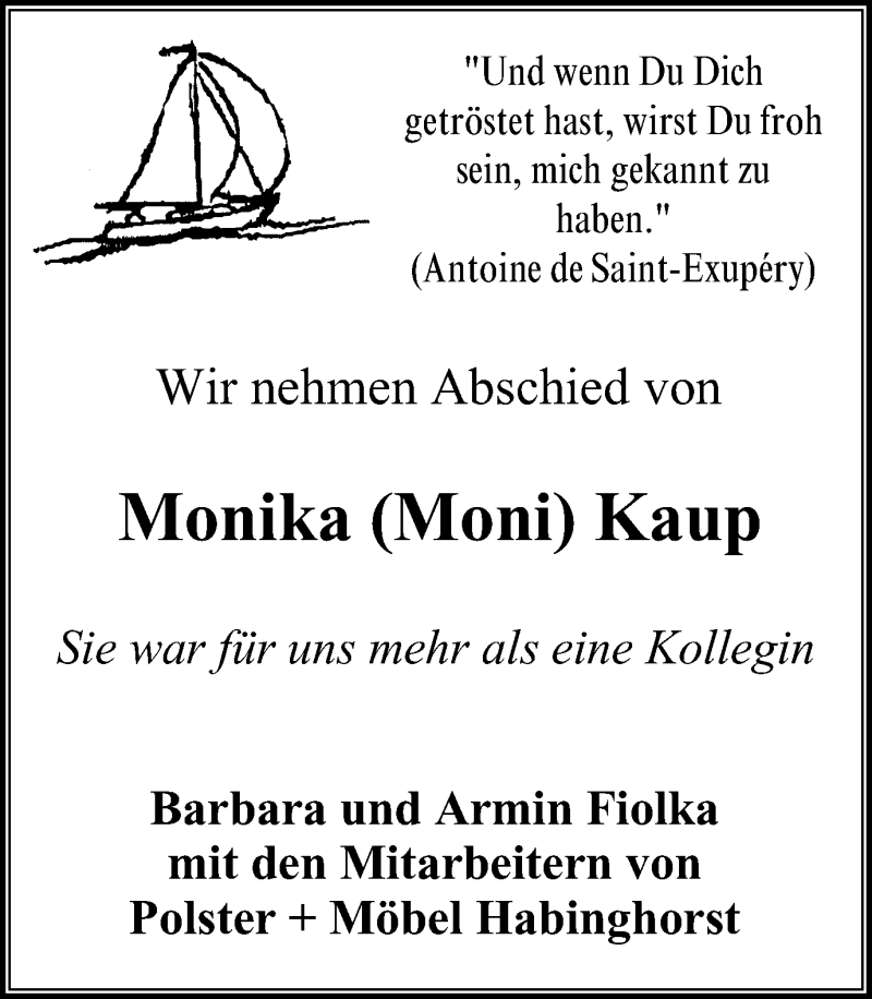  Traueranzeige für Monika Kaup vom 27.07.2019 aus Stadtanz.Castrop-Rauxel