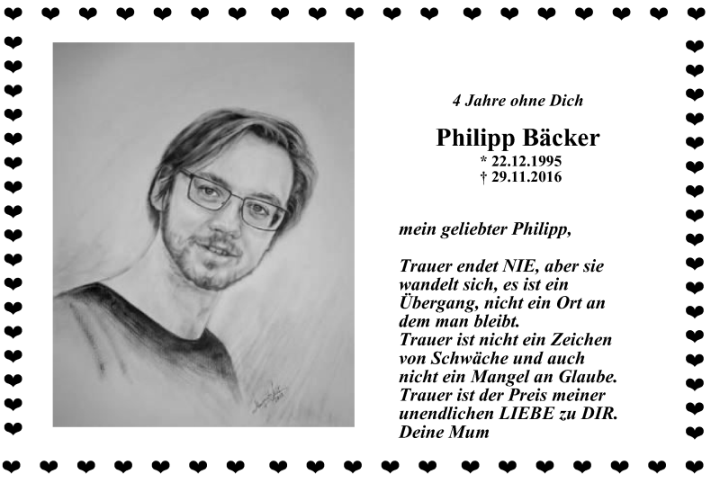  Traueranzeige für Philipp Bäcker vom 25.11.2020 aus WVW/ORA