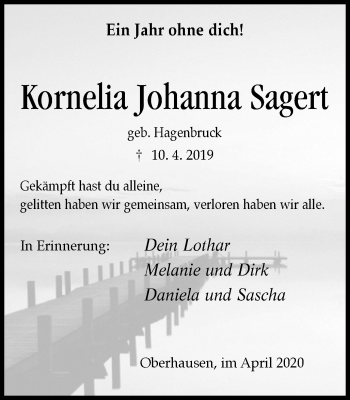 Traueranzeige von Kornelia Johanna Sagert von WVW Anzeigenblätter