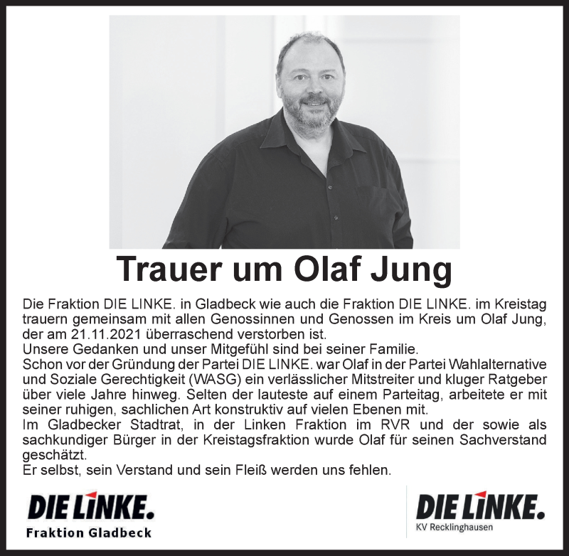  Traueranzeige für Olaf Jung vom 01.12.2021 aus WVW/ORA